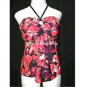 Liz Lange Target Maternity Keyring Halter Tankini Swim‎ Suit Pregnancy Top NWOT